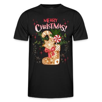 Christmas Gingerbread Boots, St. Nicholas - Men's Functional T-Shirt - black - Front - AI Model Male 178 dark (178cm)