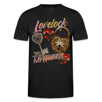Valentine's Day Padlock Love Saying - Men's Functional T-Shirt - black - Front - AI Model Male 178 dark (178cm)
