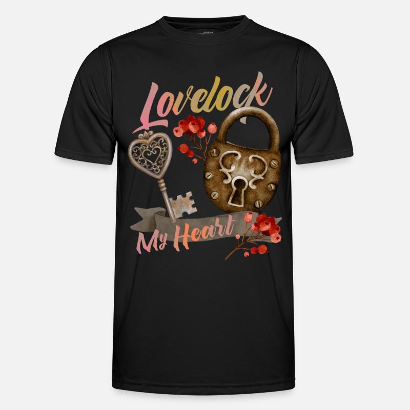 Valentinstag Vorhängeschloss Liebe-Spruch Männer Funktions-T-Shirt