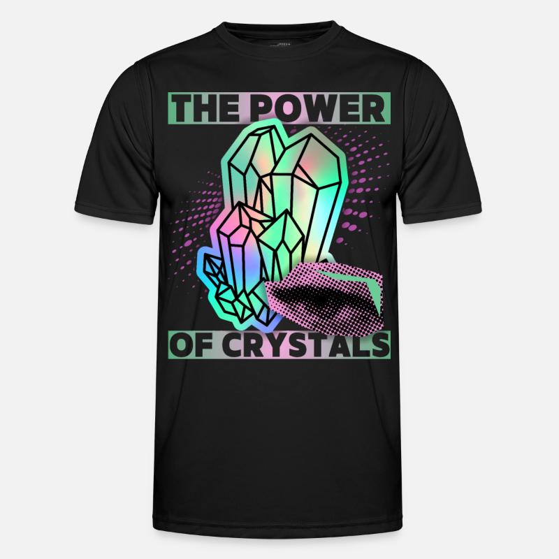 Crystals, Magic Crystals Saying Crystal-Power - Men's Functional T-Shirt - black