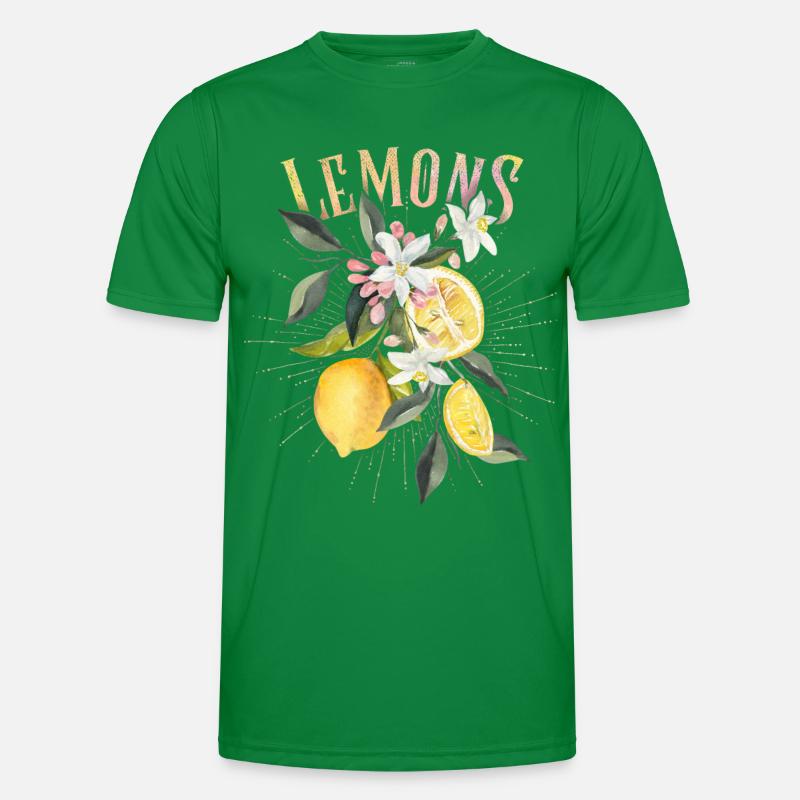 Citron, illustration botanique, fleurs de citronnier T-shirt sport Homme