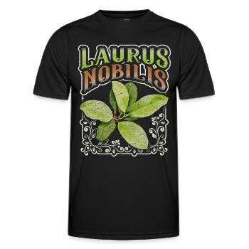 Bay leaf, bay leaf, Laurus-Nobilis - Men's Functional T-Shirt - black - Front - AI Model Male 178 dark (178cm)