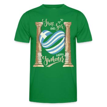 Sun and Sea Greece Holiday Ancient Ruins - Men's Functional T-Shirt - kelly green - Front - AI Model Male 178 dark (178cm)