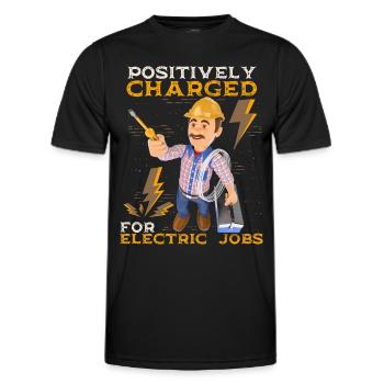 Electrician, electronics technician funny saying - Men's Functional T-Shirt - black - Front - AI Model Male 178 dark (178cm)