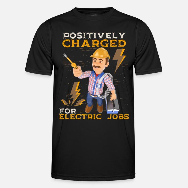 Electrician, electronics technician funny saying - Men's Functional T-Shirt - black