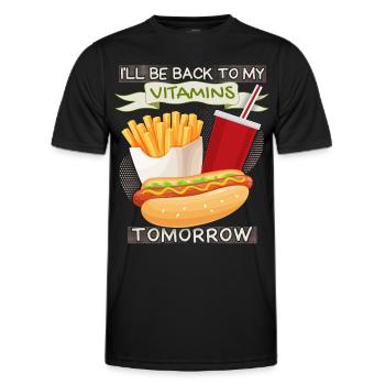 Junk-Food, Fast Food, Hotdog lustiger Spruch - Männer Funktions-T-Shirt - Schwarz - Vorne - AI Model Male 178 dark (178cm)