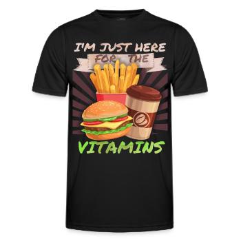 Junk-Food, Fast Food, Hamburger lustiger Spruch - Männer Funktions-T-Shirt - Schwarz - Vorne - AI Model Male 178 dark (178cm)