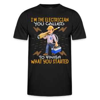 Elektriker, lustiger Spruch, Elektroniker Witz - Männer Funktions-T-Shirt - Schwarz - Vorne - AI Model Male 178 dark (178cm)