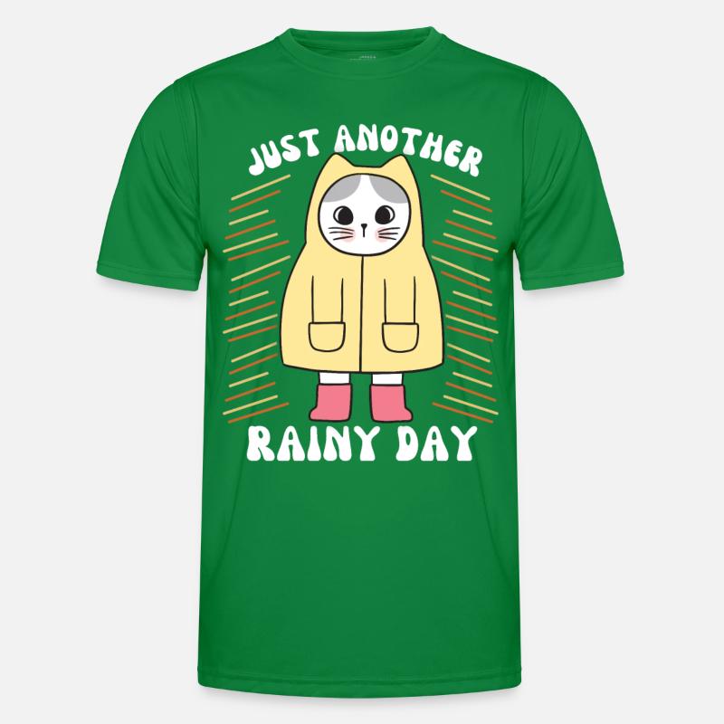 Chat avec imperméable et bottes en caoutchouc, disant T-shirt sport Homme