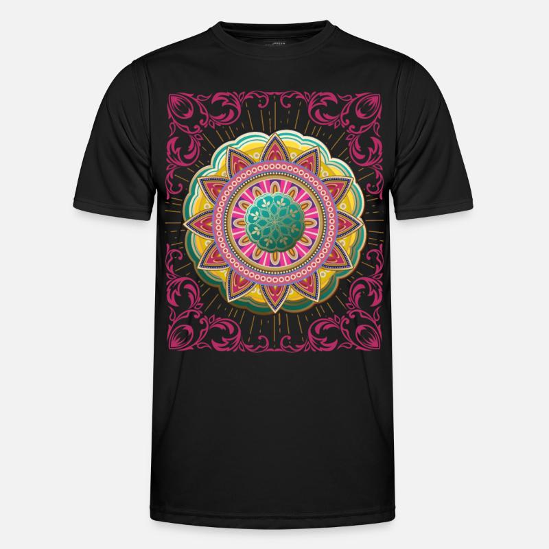 Arabesque, Mandala-Design, 3d-Mandala - Männer Funktions-T-Shirt - Schwarz