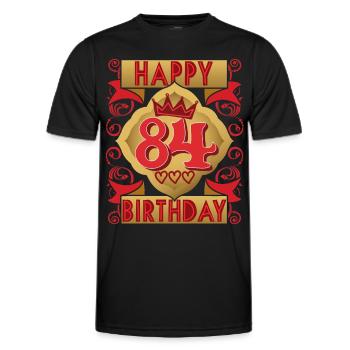 84th birthday 84 years old saying, vintage design - Men's Functional T-Shirt - black - Front - AI Model Male 178 dark (178cm)