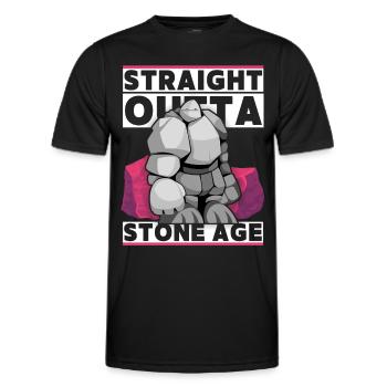 Steinzeit, Steinzeitmann, Höhlenmensch Spruch - Männer Funktions-T-Shirt - Schwarz - Vorne - AI Model Male 178 dark (178cm)