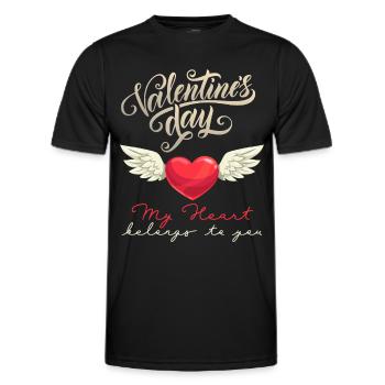Valentine's Day, Love, Heart-Wings Angel Wings - Men's Functional T-Shirt - black - Front - AI Model Male 178 dark (178cm)