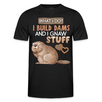 Funny Beaver, Beaver Saying, Pun, Pun - Men's Functional T-Shirt - black - Front - AI Model Male 178 dark (178cm)