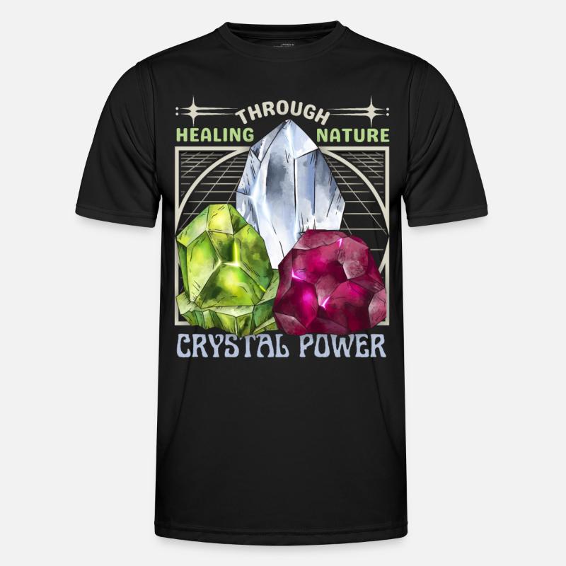 Healing Crystals, Esoteric, Crystal Power - Men's Functional T-Shirt - black