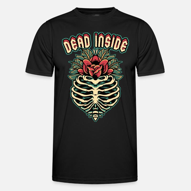 Skelett, Gerippe Dead-Inside, Spruch im Comic-Stil Männer Funktions-T-Shirt