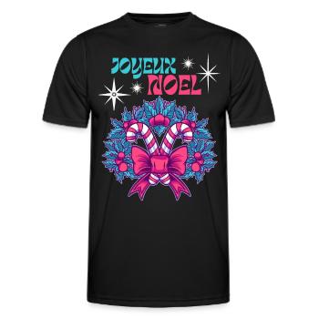Retro-Weihnachten, Zuckerstange und Mistel Spruch - Männer Funktions-T-Shirt - Schwarz - Vorne - AI Model Male 178 dark (178cm)