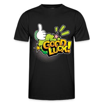 Good Luck Comic, Comic Strips, Thumbs Up - Men's Functional T-Shirt - black - Front - AI Model Male 178 dark (178cm)