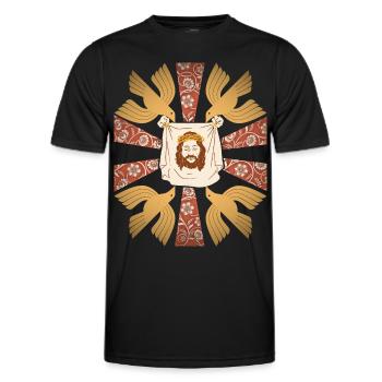 Jesus Christus, Tuch, Christlich, Friedenstauben - Männer Funktions-T-Shirt - Schwarz - Vorne - AI Model Male 178 dark (178cm)