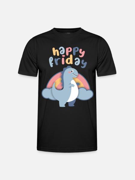 Kawaii dinosaurs. Rainbow, Happy-Friday - Men's Functional T-Shirt - black