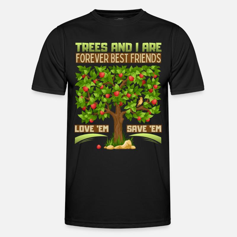Apple tree illustration, nature conservation, saying Men's Functional T-Shirt