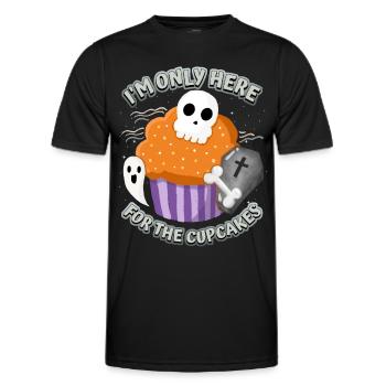 Cupcake d’Halloween avec crâne et cercueil - T-shirt sport Homme - noir - Devant - AI Model Male 178 dark (178cm)