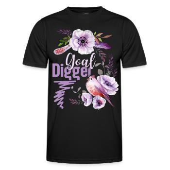 Goal-Digger, pun pun funny saying, flowers - Men's Functional T-Shirt - black - Front - AI Model Male 178 dark (178cm)