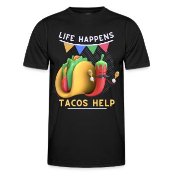 Lustiger Mexikanischer Taco, Pepperoni 3D Tacos - Männer Funktions-T-Shirt - Schwarz - Vorne - AI Model Male 178 dark (178cm)