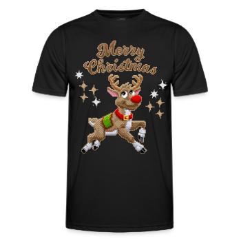 Pixel-Rentier, Reindeer, Weihnachten Pixelart - Männer Funktions-T-Shirt - Schwarz - Vorne - AI Model Male 178 dark (178cm)