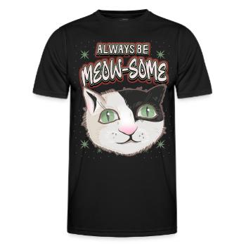 Cat with stars, funny saying, Pun pun - Men's Functional T-Shirt - black - Front - AI Model Male 178 dark (178cm)