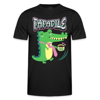 Papa father, crocodile crocodile saying Father's Day - Men's Functional T-Shirt - black - Front - AI Model Male 178 dark (178cm)