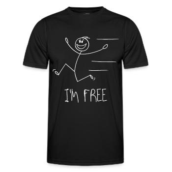 Lustiges Strichmännchen Spruch I'm-Free Freiheiten - Männer Funktions-T-Shirt - Schwarz - Vorne - AI Model Male 178 dark (178cm)
