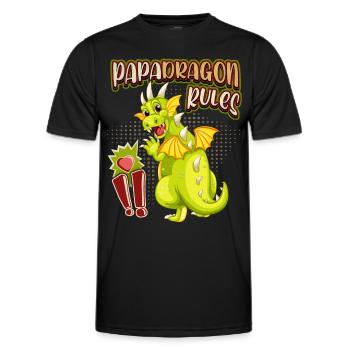 Papa-Drache, Papadragon, lustiger Vatertag Spruch - Männer Funktions-T-Shirt - Schwarz - Vorne - AI Model Male 178 dark (178cm)