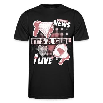 Baby-Mädchen Ankündigung mit Megaphon It's-a-Girl - Männer Funktions-T-Shirt - Schwarz - Vorne - AI Model Male 178 dark (178cm)