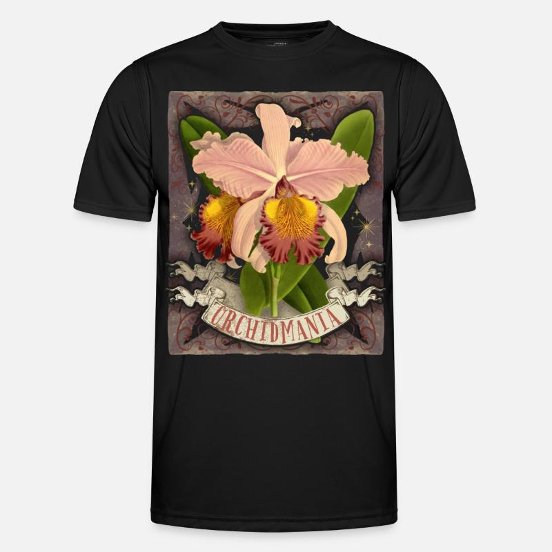 Vintage Orchidee botanische Illustration Spruch Männer Funktions-T-Shirt