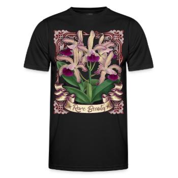 Vintage Orchideen Illustration, antike Orchidee - Männer Funktions-T-Shirt - Schwarz - Vorne - AI Model Male 178 dark (178cm)