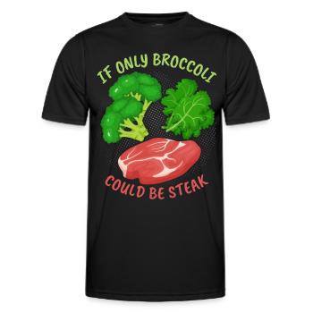 Brokkoli, Steak, lustiger Spruch für Fleischesser - Männer Funktions-T-Shirt - Schwarz - Vorne - AI Model Male 178 dark (178cm)
