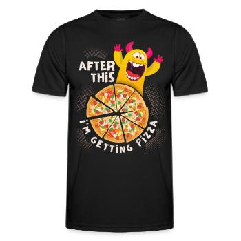 Lustiges Pizza-Monster, Pizza-Spruch, Belohnung - Männer Funktions-T-Shirt - Schwarz - Vorne - AI Model Male 178 dark (178cm)
