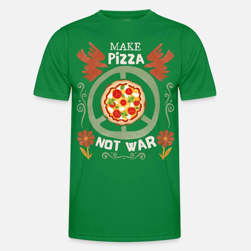 Friedenssymbol Friedenszeichen Pizza-Spruch No-War Männer Funktions-T-Shirt