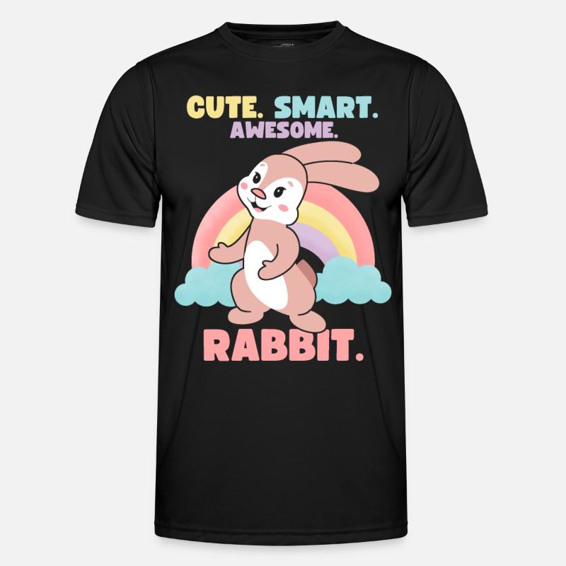 Lustiger Hase mit Regenbogen, Comic Männer Funktions-T-Shirt