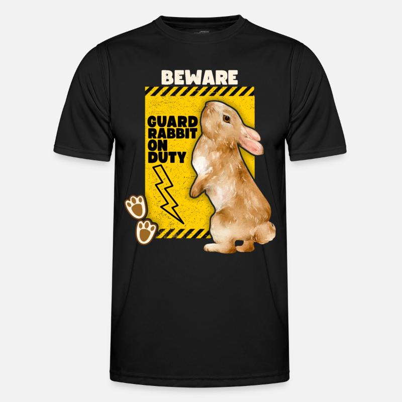 Rabbit Rabbit Funny Saying Guard-Rabbit Joke - Men's Functional T-Shirt - black