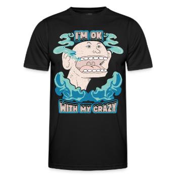 Comic, Comic Strips, Crazy Man, Funny Saying - Men's Functional T-Shirt - black - Front - AI Model Male 178 dark (178cm)