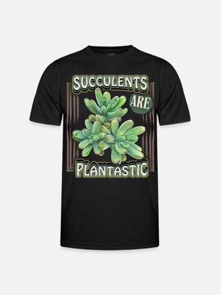 Succulent Illustration, Funny Saying, Pun - Men's Functional T-Shirt - black
