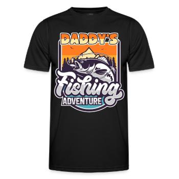 Pêche, Pêche, Pêche, Aventure, Papa Dicton - T-shirt sport Homme - noir - Devant - AI Model Male 178 dark (178cm)