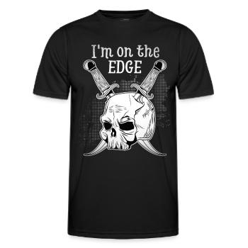 Lustiger Totenkopf, Totenschädel mit Dolch, Spruch - Männer Funktions-T-Shirt - Schwarz - Vorne - AI Model Male 178 dark (178cm)