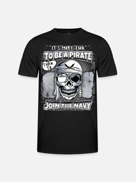 Laughing Pirate, Skull, Skull, Saying - Men's Functional T-Shirt - black