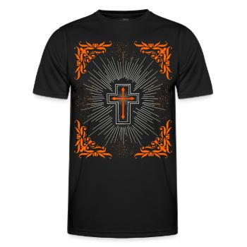 Kreuz Christi, Jesus Christus Barock Ornament - Männer Funktions-T-Shirt - Schwarz - Vorne - AI Model Male 178 dark (178cm)