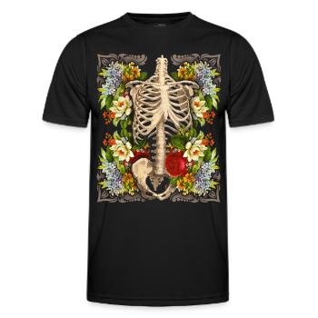 Skelett mit vintage-Rosen, Biker-Design - Männer Funktions-T-Shirt - Schwarz - Vorne - AI Model Male 178 dark (178cm)