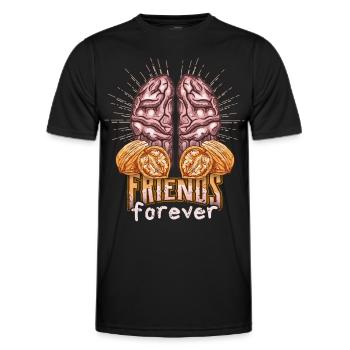 Walnüsse, Gehirn, Friends forever, lustiger Spruch - Männer Funktions-T-Shirt - Schwarz - Vorne - AI Model Male 178 dark (178cm)