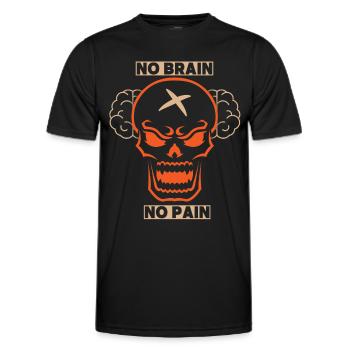 Skull, Totenkopf, Gehirn, Brain lustiger Spruch - Männer Funktions-T-Shirt - Schwarz - Vorne - AI Model Male 178 dark (178cm)